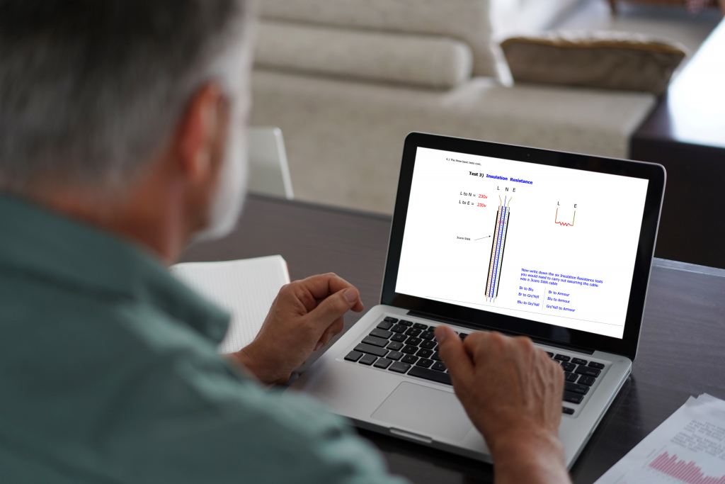 Candidate working through Online Electrical Course